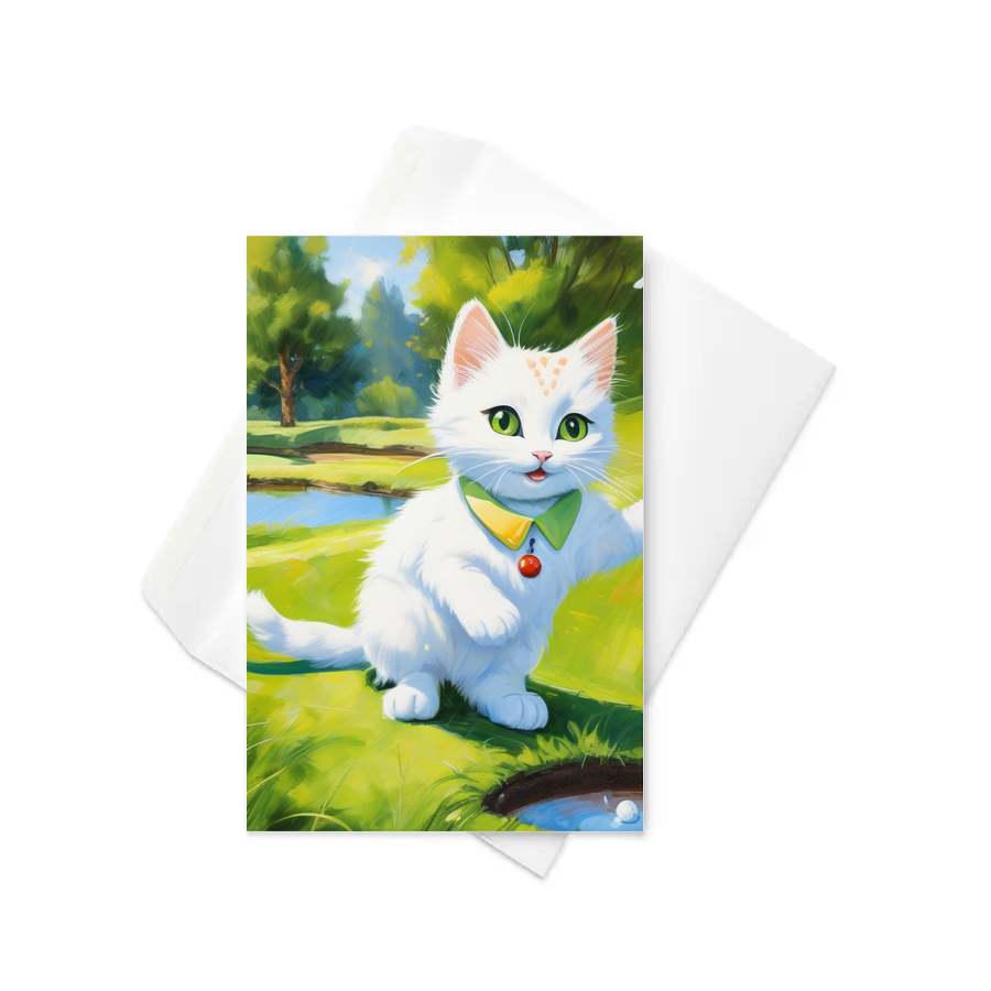 PugMug Custom White Companion Cat Greeting Card