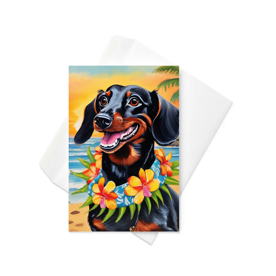 PugMug Custom Black Dachshund Greeting Card