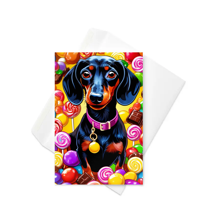 PugMug Custom Black Dachshund Greeting Card