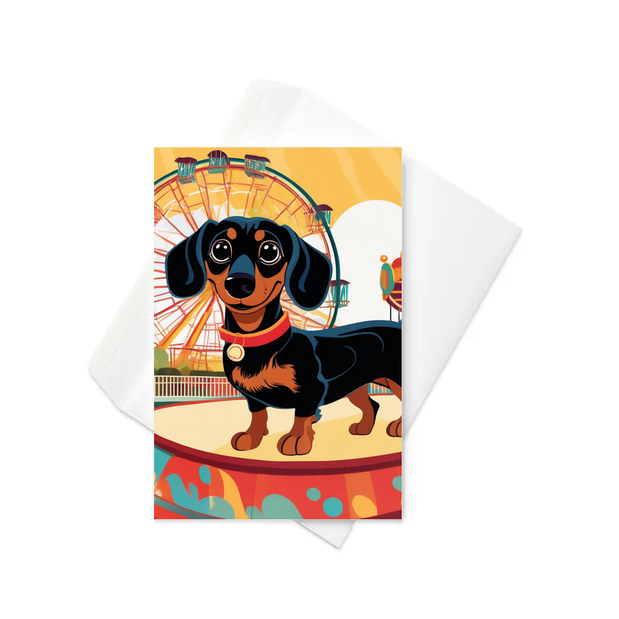 PugMug Custom Black Dachshund Greeting Card