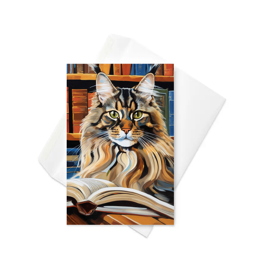 PugMug Custom Tabby Maine Coon Cat Greeting Card