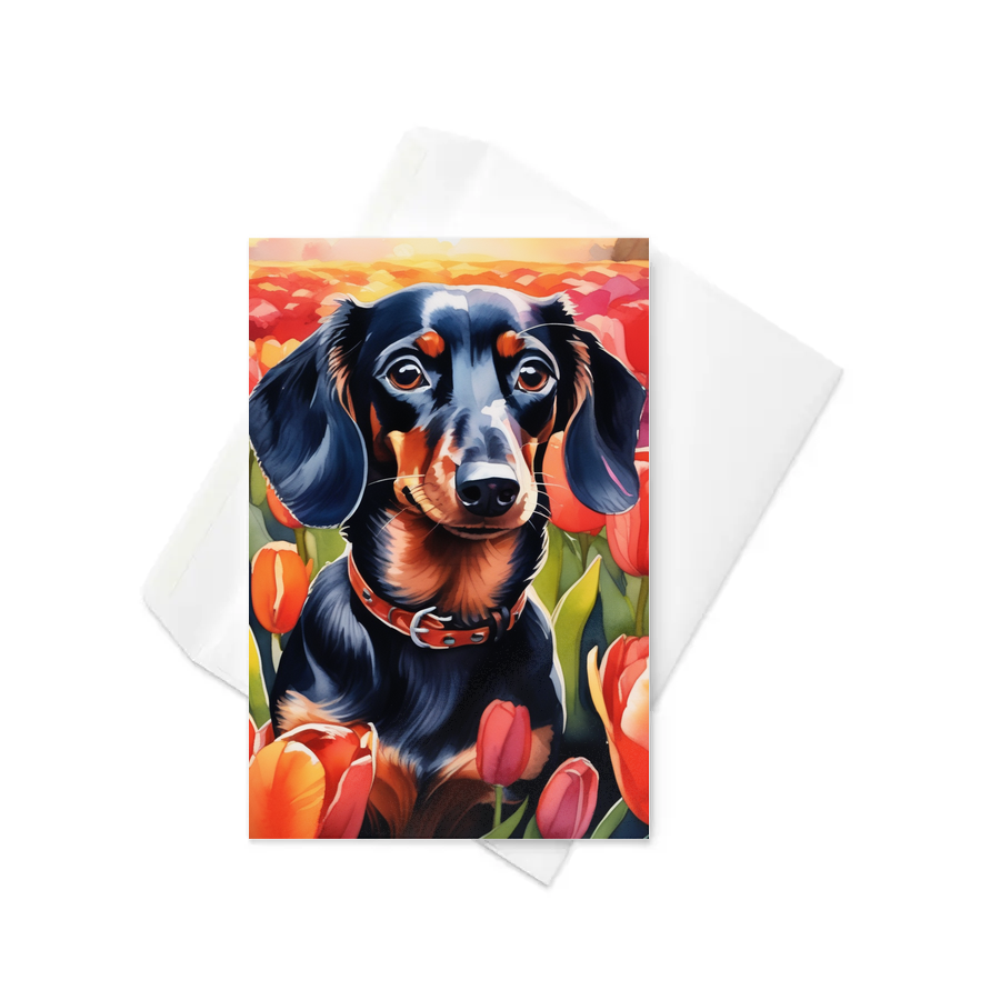PugMug Custom Black Dachshund Greeting Card