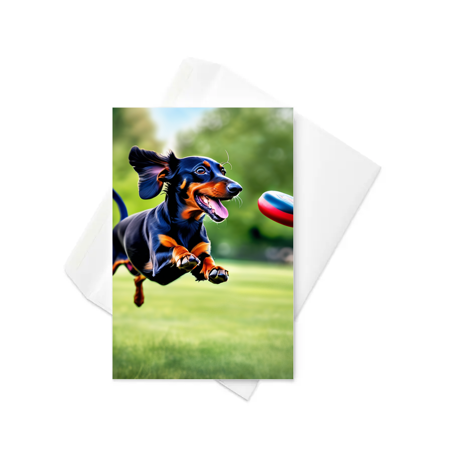 PugMug Custom Black Dachshund Greeting Card