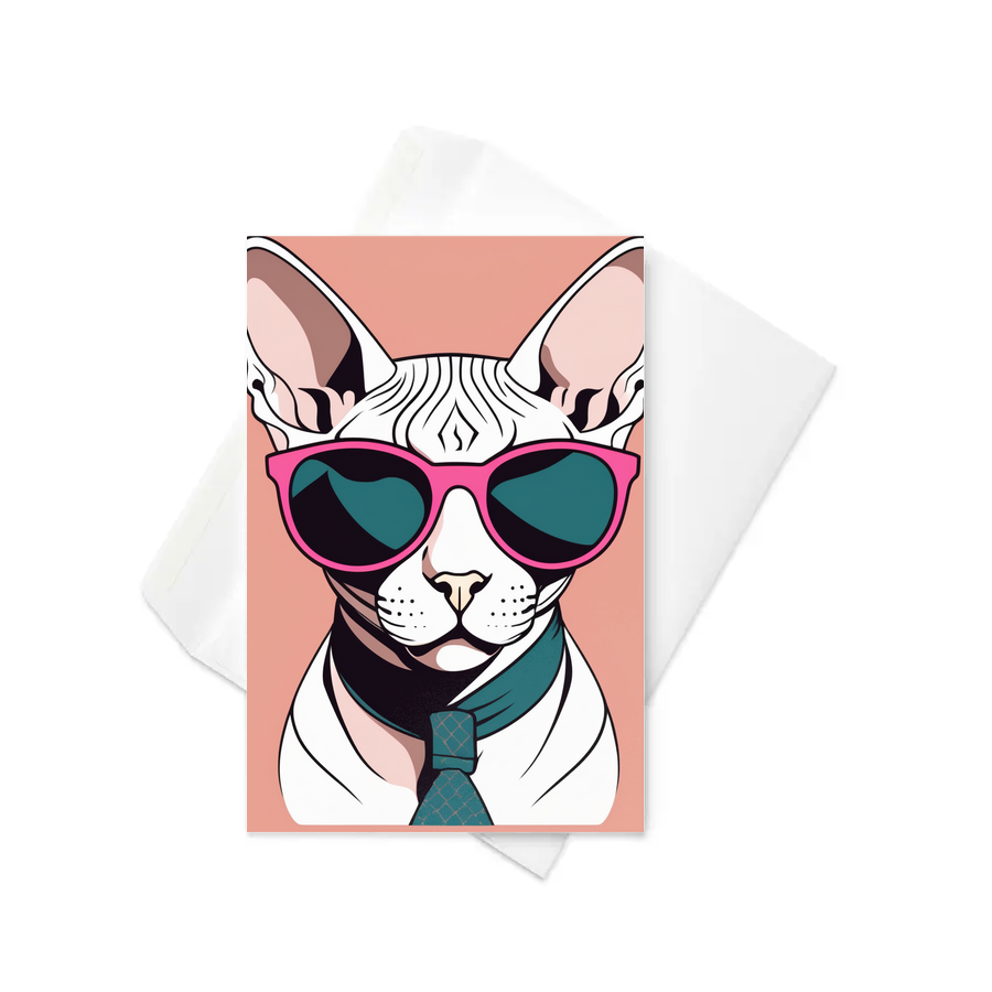 PugMug Custom White Sphynx Cat Greeting Card