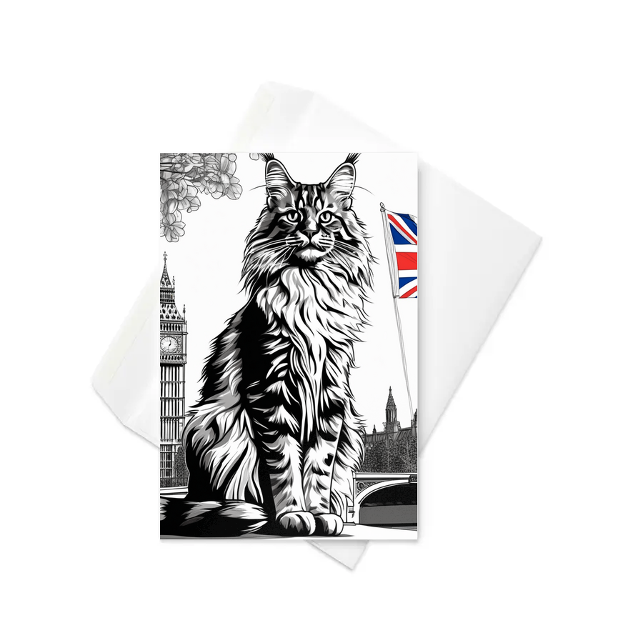 PugMug Custom Tabby Maine Coon Cat Greeting Card