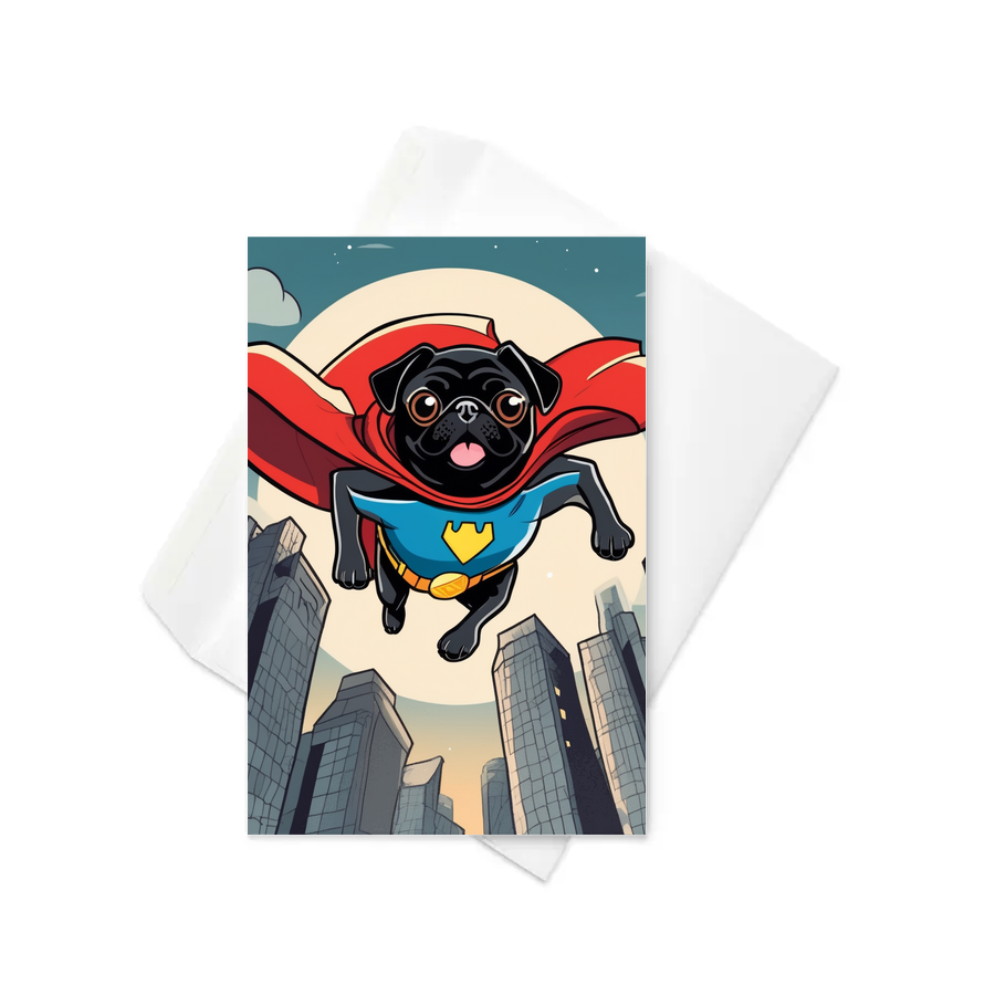 PugMug Custom Black Pug Greeting Card