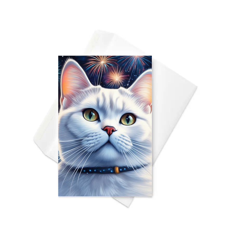 PugMug Custom White British Shorthair Cat Greeting Card