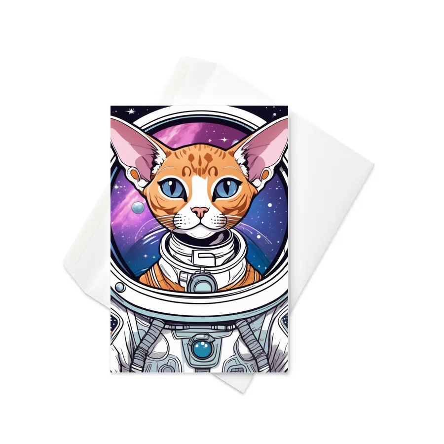 PugMug Custom Tabby Devon Rex Cat Greeting Card