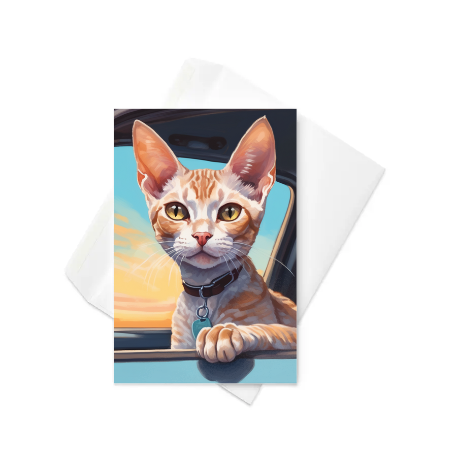 PugMug Custom Tabby Devon Rex Cat Greeting Card