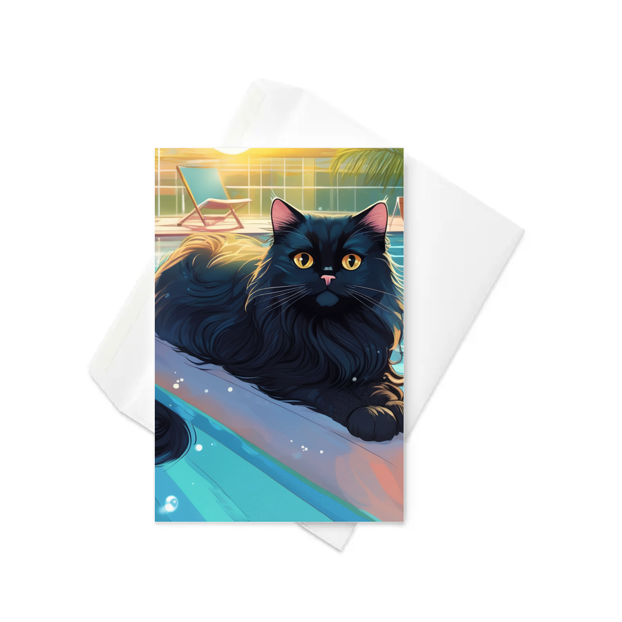 PugMug Custom Black Persian Cat Greeting Card