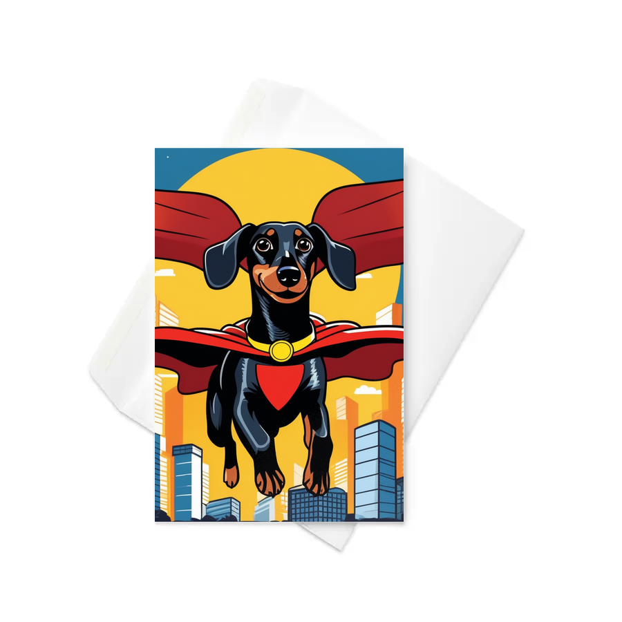 PugMug Custom Black Dachshund Greeting Card