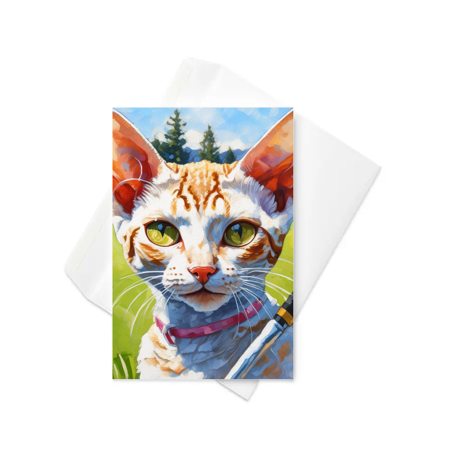 PugMug Custom Tabby Devon Rex Cat Greeting Card