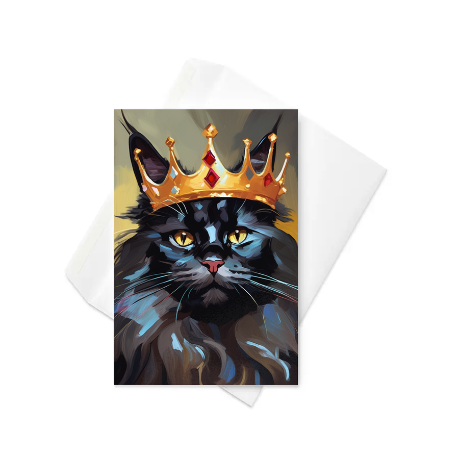 PugMug Custom Black Maine Coon Cat Greeting Card