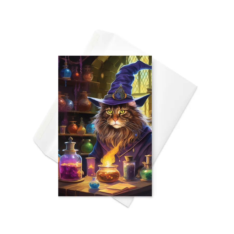 PugMug Custom Tabby Maine Coon Cat Greeting Card