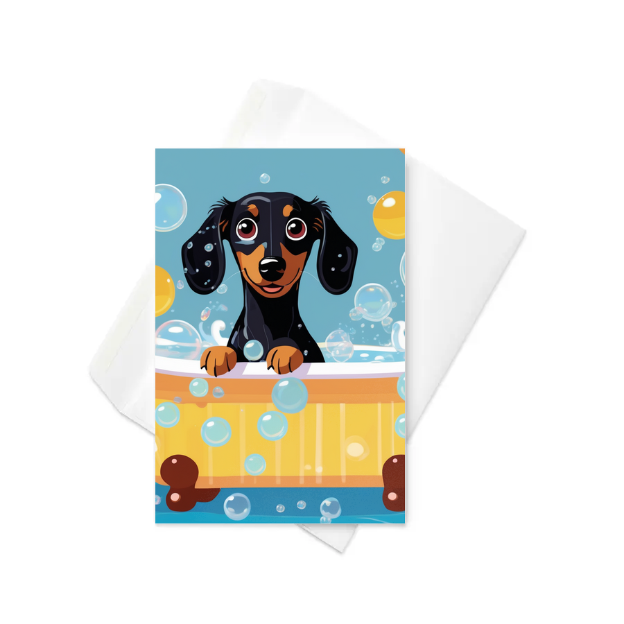 PugMug Custom Black Dachshund Greeting Card