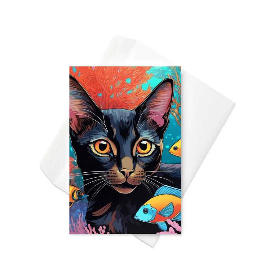 PugMug Custom Black Abyssinian Cat Greeting Card