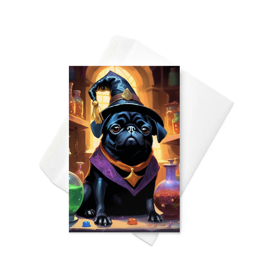 PugMug Custom Black Pug Greeting Card