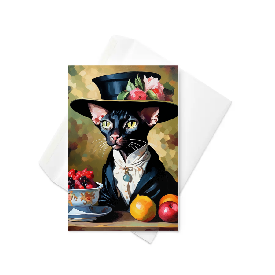 PugMug Custom Black Sphynx Cat Greeting Card