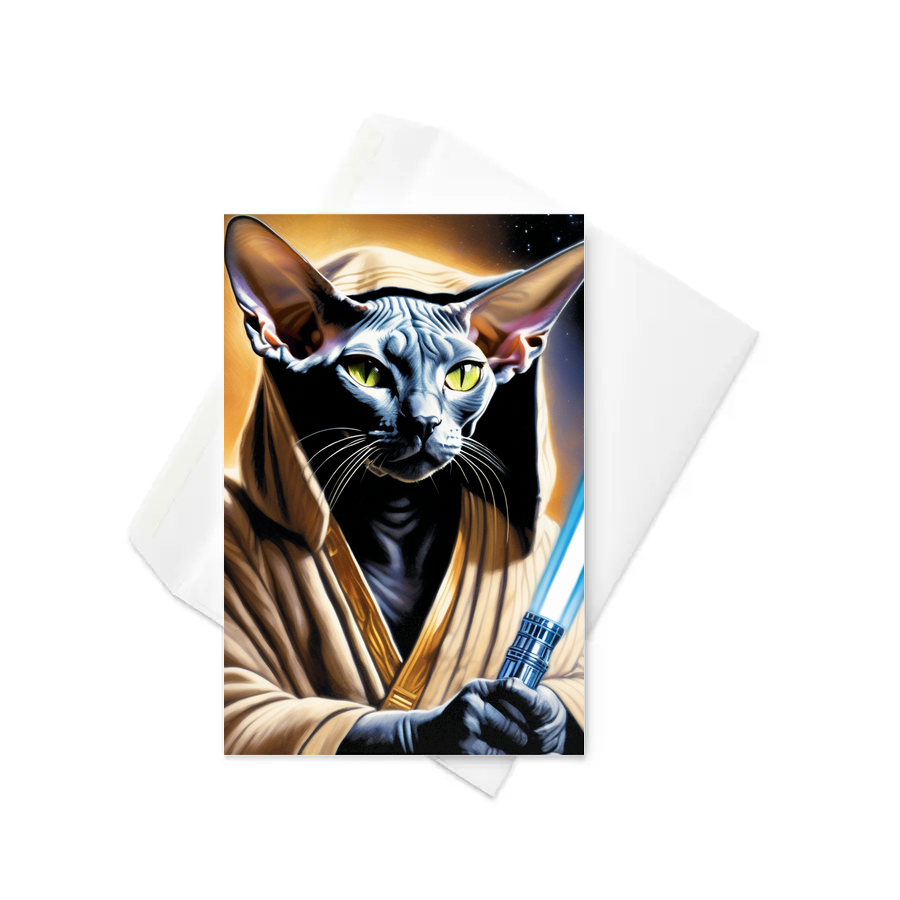 PugMug Custom Black Sphynx Cat Greeting Card