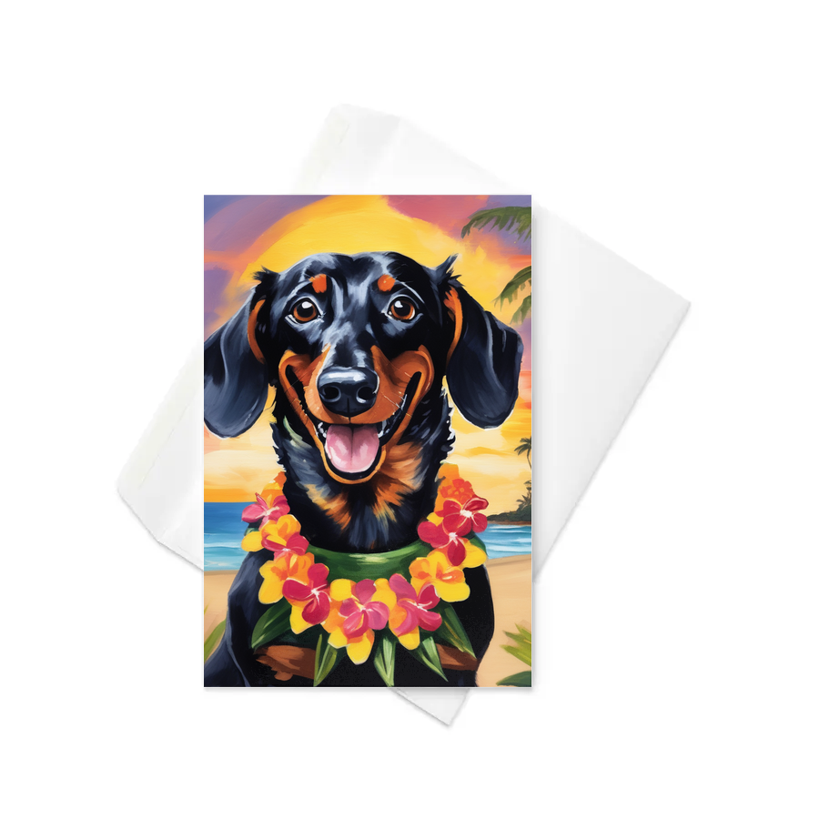 PugMug Custom Black Dachshund Greeting Card