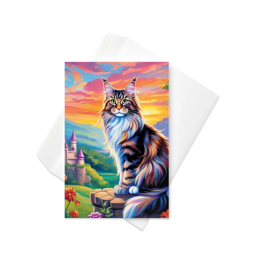 PugMug Custom Tabby Maine Coon Cat Greeting Card