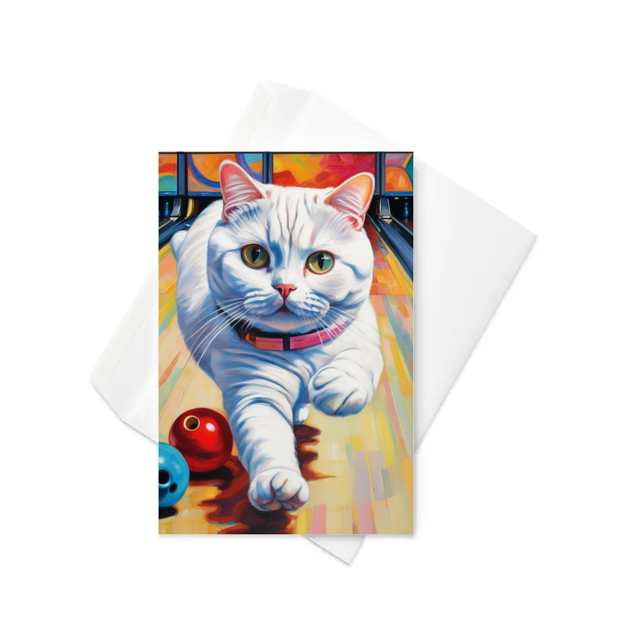 PugMug Custom White Scottish Fold Cat Greeting Card
