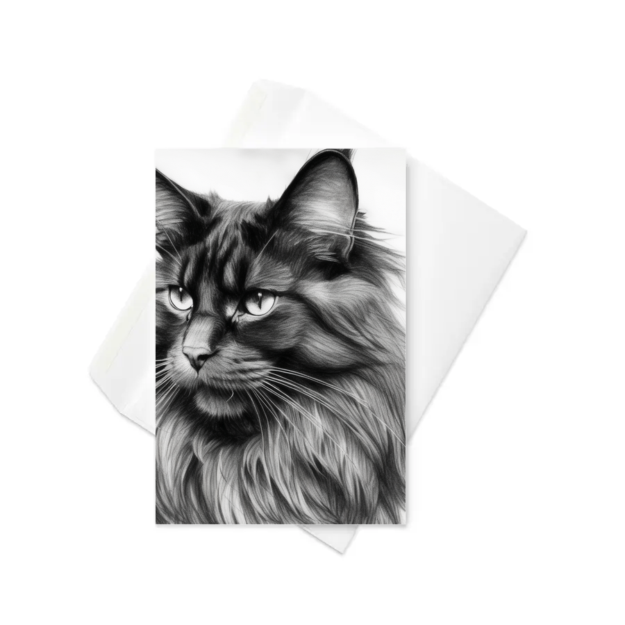 PugMug Custom Black Maine Coon Cat Greeting Card