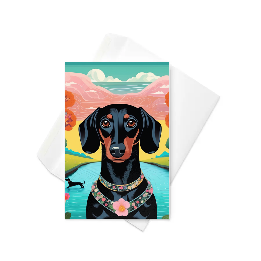 PugMug Custom Black Dachshund Greeting Card