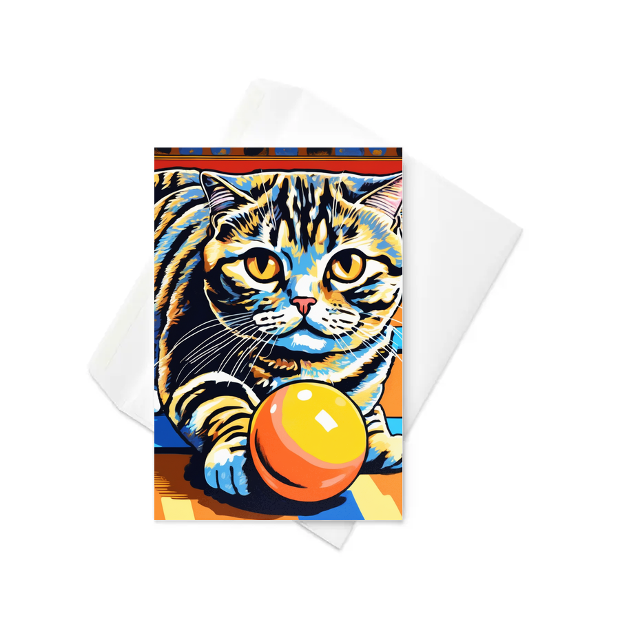 PugMug Custom Tabby Scottish Fold Cat Greeting Card