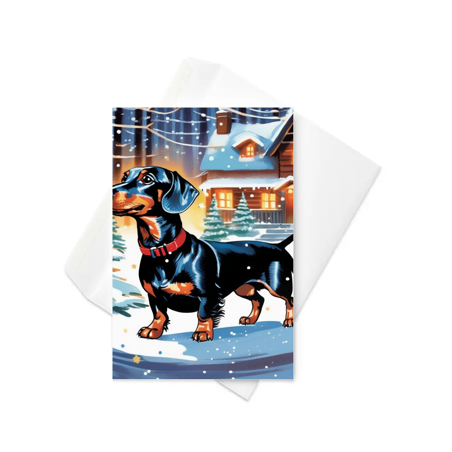 PugMug Custom Black Dachshund Greeting Card