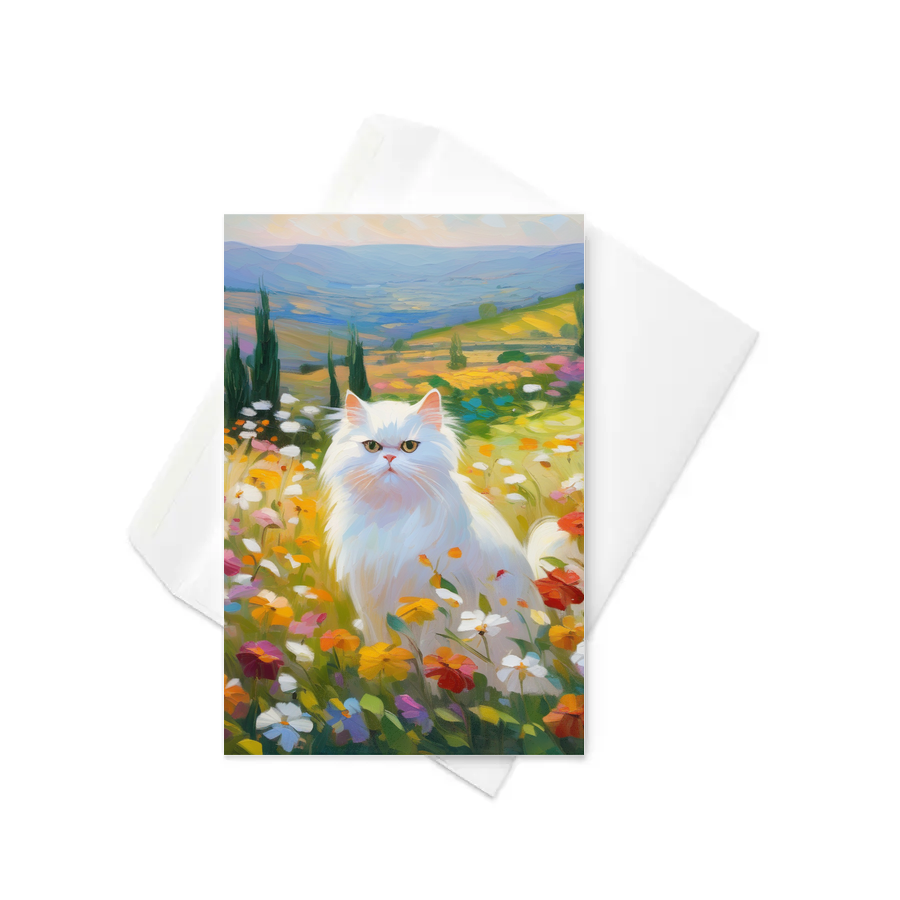 PugMug Custom White Persian Cat Greeting Card