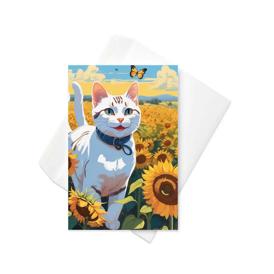 PugMug Custom White American Shorthair Cat Greeting Card