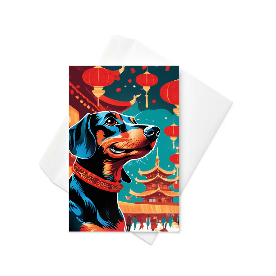 PugMug Custom Black Dachshund Greeting Card