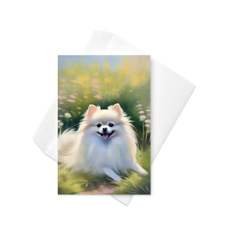 PugMug Custom White Pomeranian Greeting Card