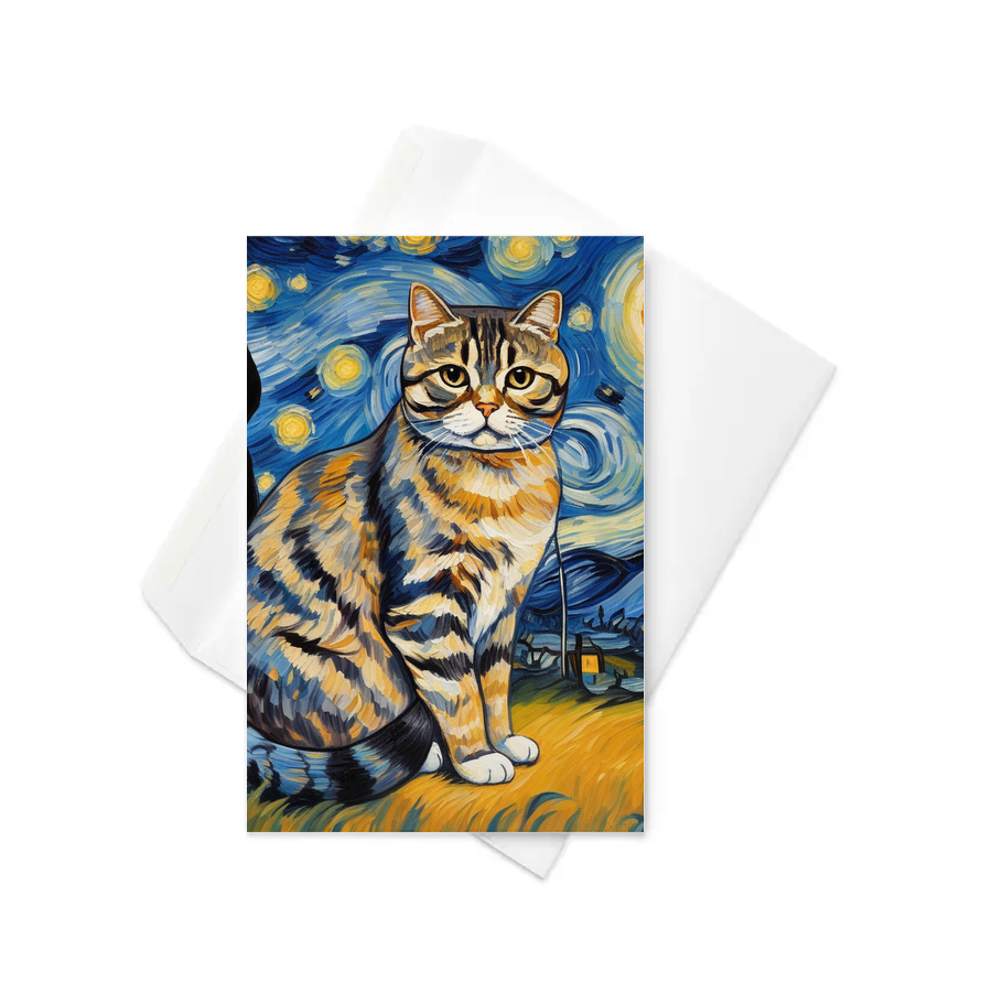 PugMug Custom Tabby Scottish Fold Cat Greeting Card
