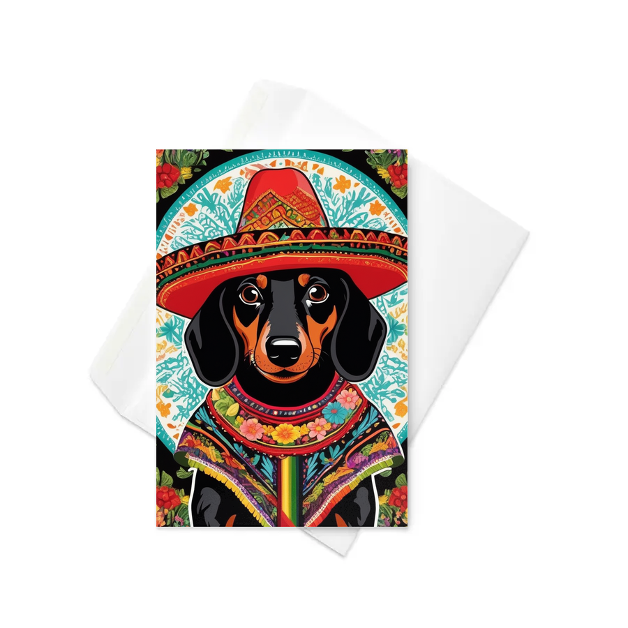PugMug Custom Black Dachshund Greeting Card
