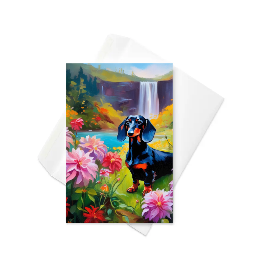 PugMug Custom Black Dachshund Greeting Card