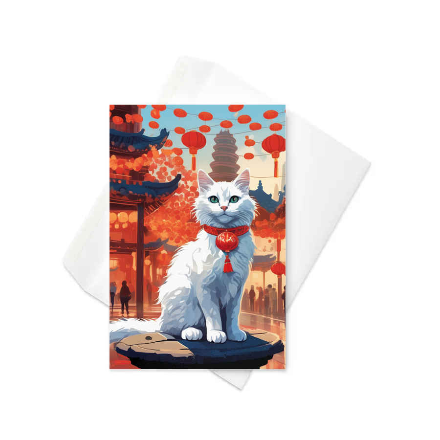 PugMug Custom White Companion Cat Greeting Card