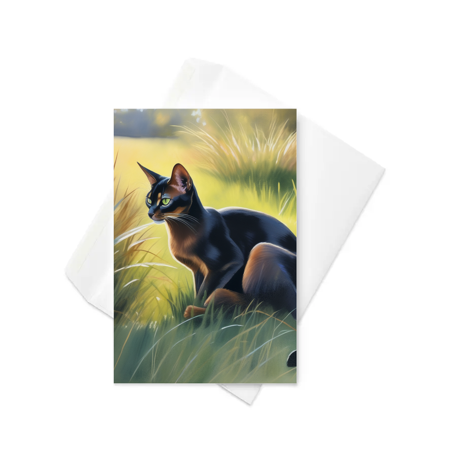 PugMug Custom Black Abyssinian Cat Greeting Card