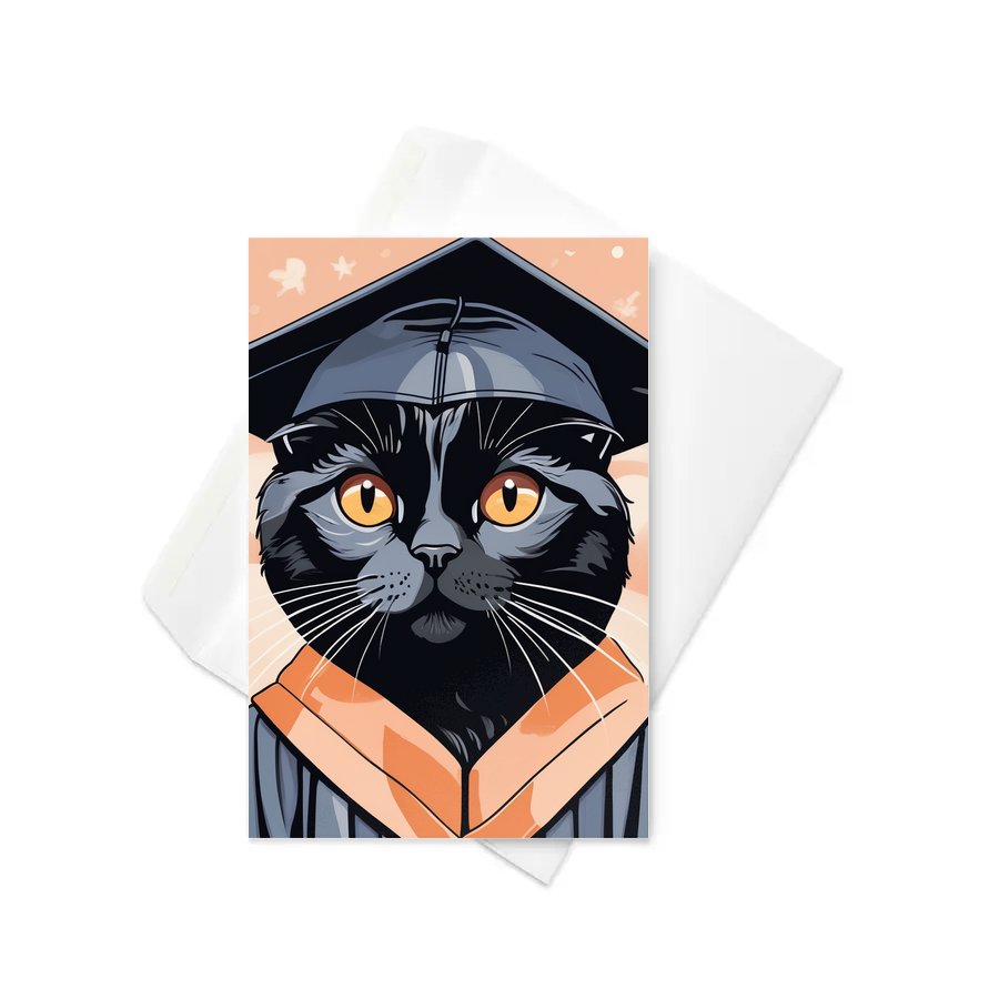 PugMug Custom Black Scottish Fold Cat Greeting Card