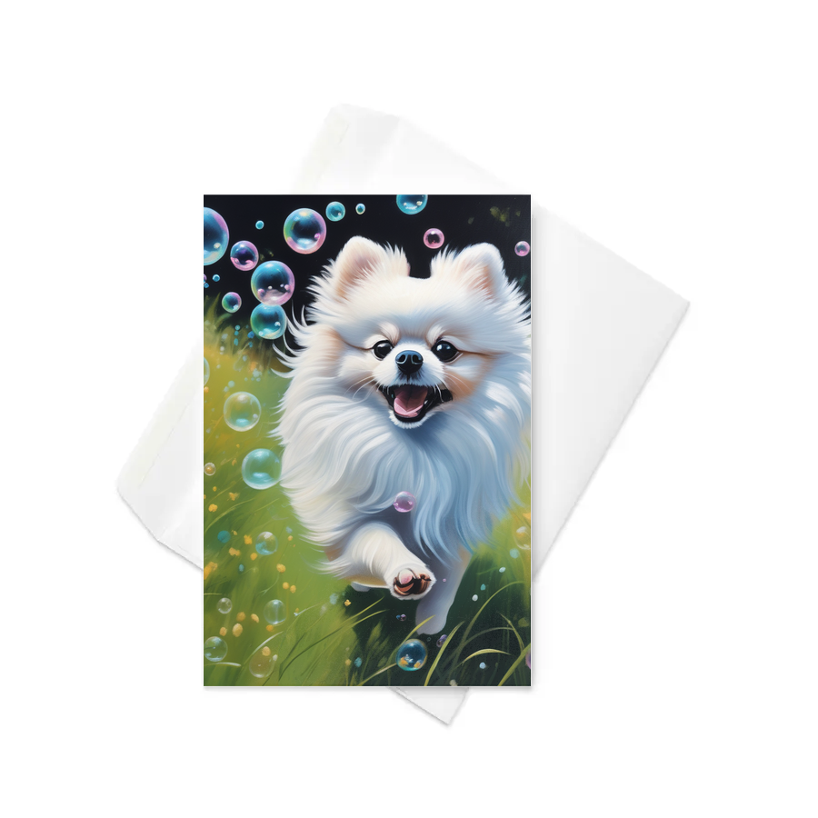 PugMug Custom White Pomeranian Greeting Card