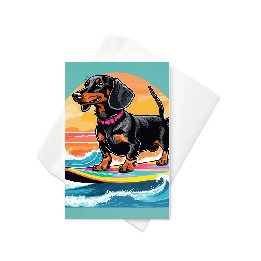 PugMug Custom Black Dachshund Greeting Card