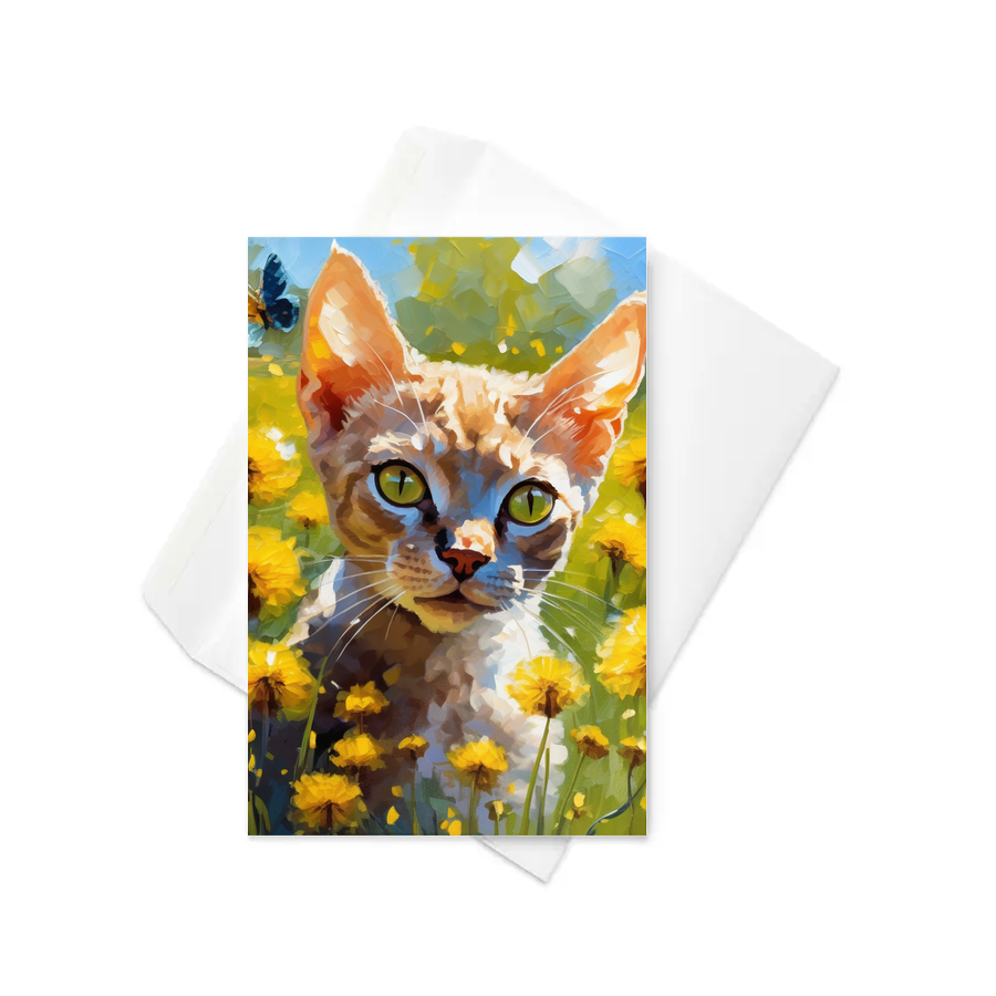 PugMug Custom Tabby Devon Rex Cat Greeting Card