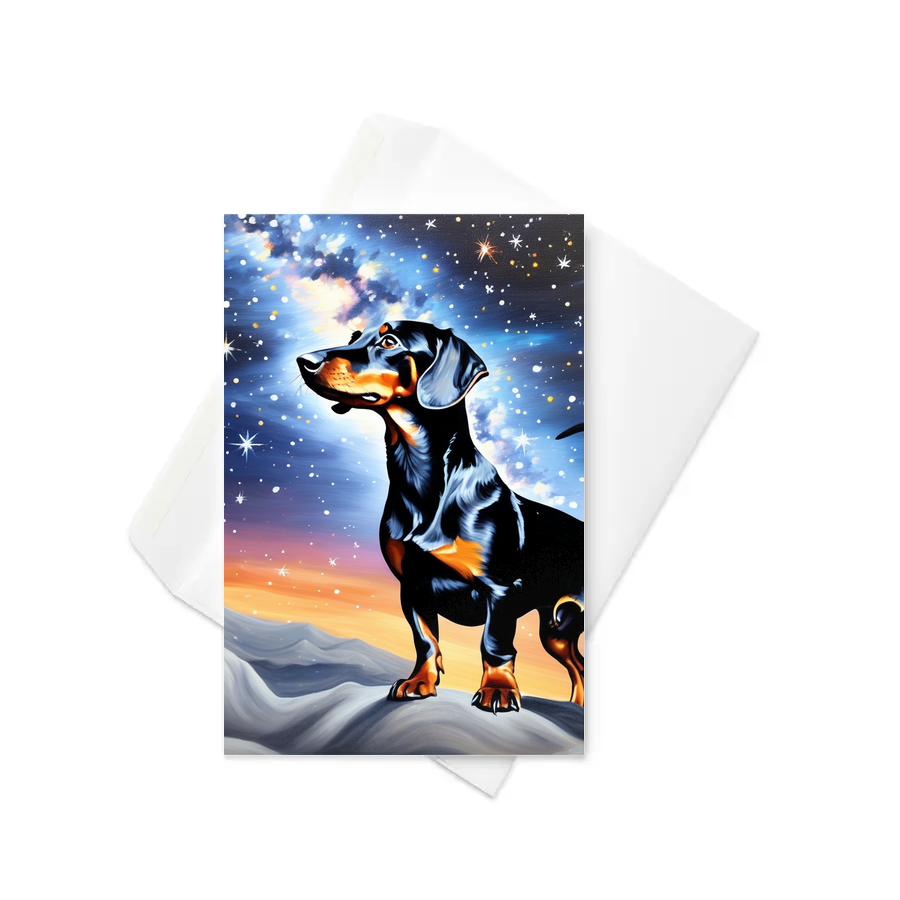 PugMug Custom Black Dachshund Greeting Card