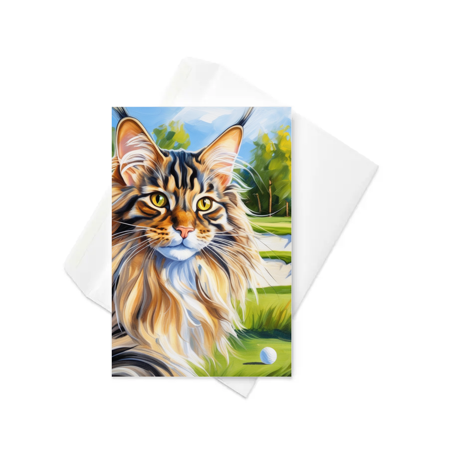 PugMug Custom Tabby Maine Coon Cat Greeting Card