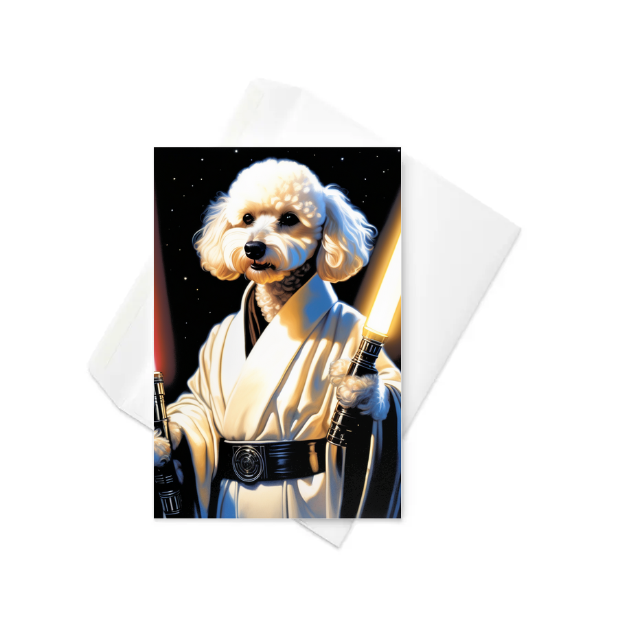 PugMug Custom White Poodle Greeting Card