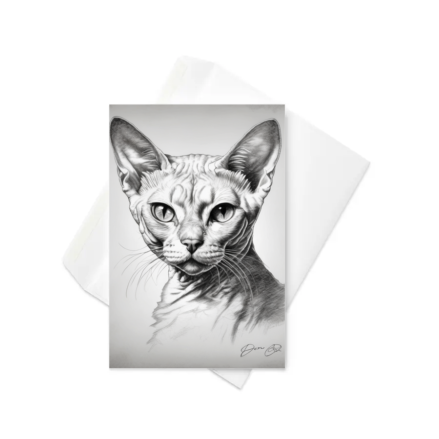 PugMug Custom White Devon Rex Cat Greeting Card