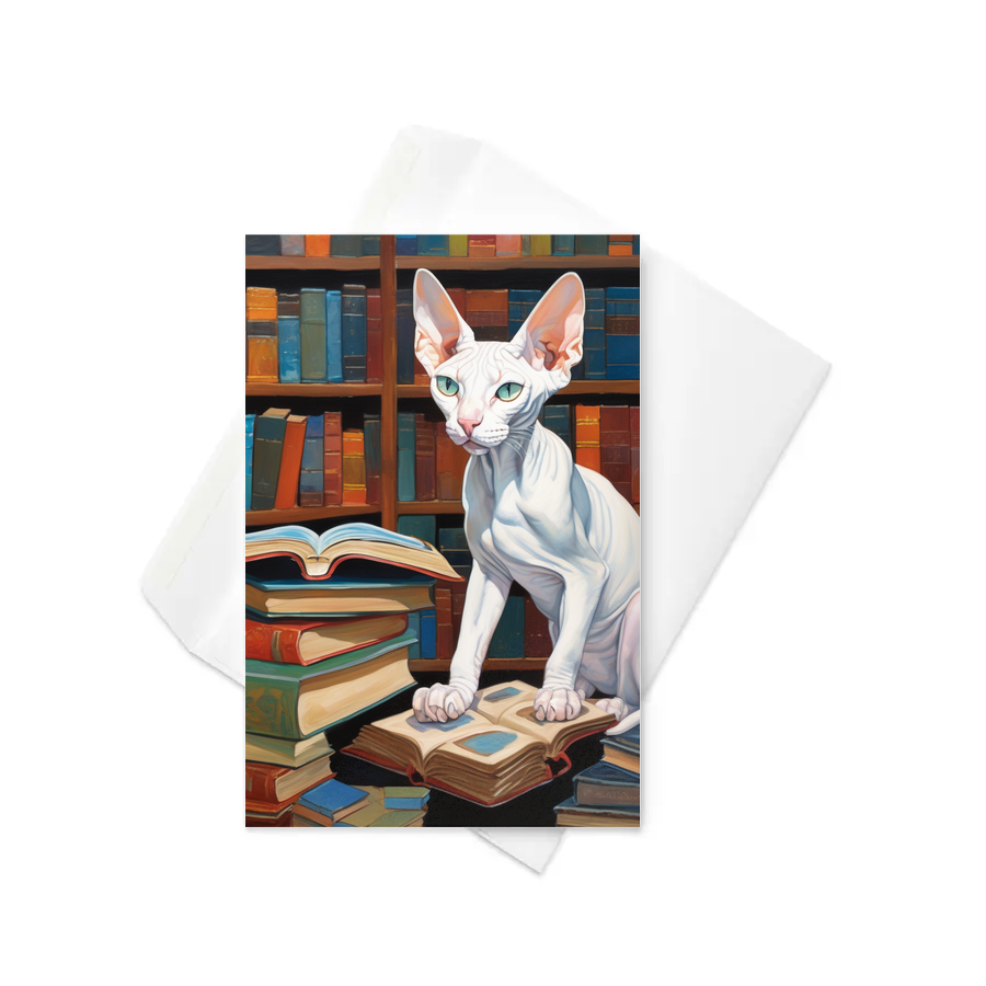 PugMug Custom White Sphynx Cat Greeting Card