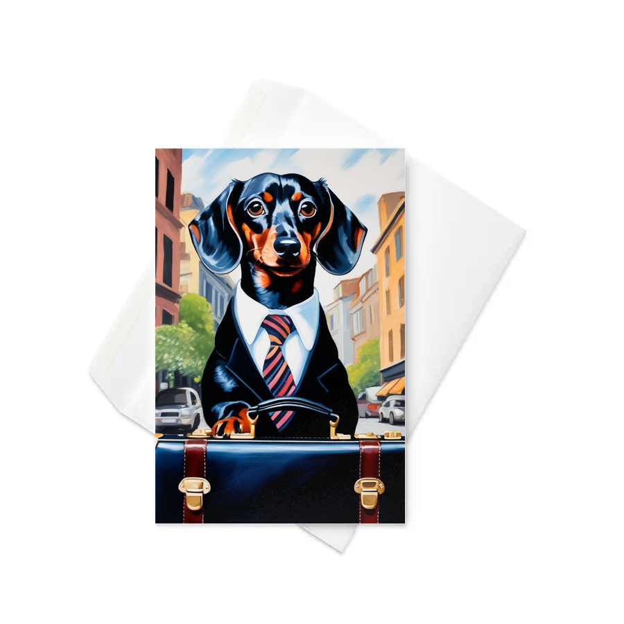 PugMug Custom Black Dachshund Greeting Card