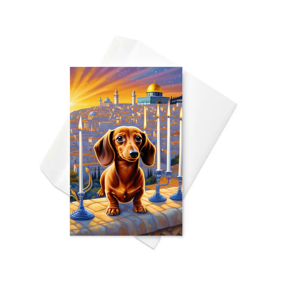 PugMug Custom Tan Dachshund Greeting Card